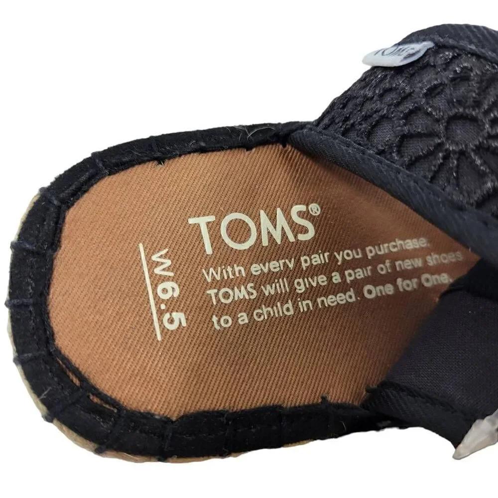 TOMS Black Lace Espadrille Ankle-Tie Sandals